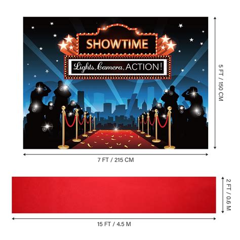 1 Pack Paparazzi Photo Backdrop With Red Carpet Runner For Birthday