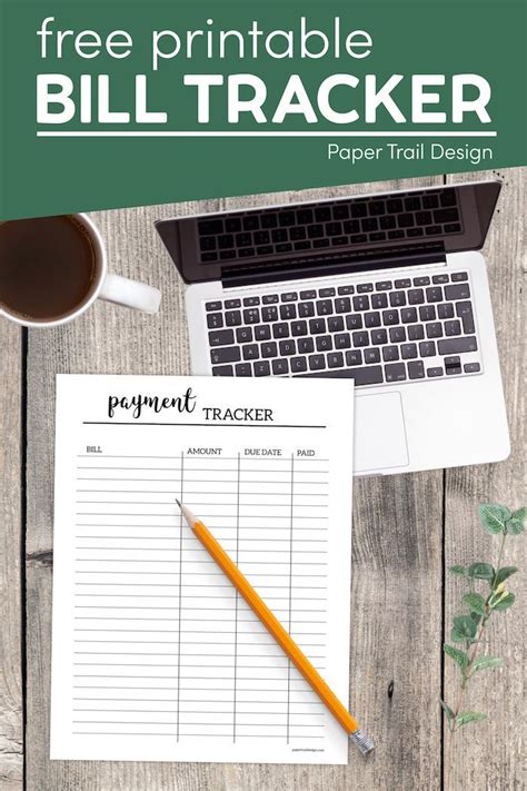 Free Printable Bill Tracker Paper Trail Design Bill Tracker