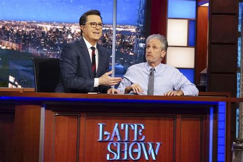 jon stewart stephen colbert reunite on late show