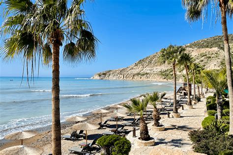 Beach Sea Sunbeds Columbia Beach Resort Hotel Pissouri Cyprus The