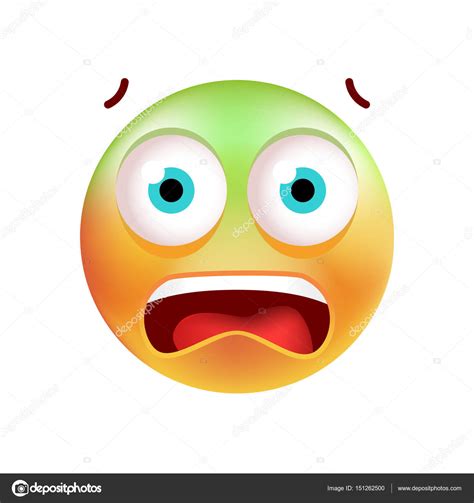 Cute Scared Emoticon On White Background Isolated Vector Illustration