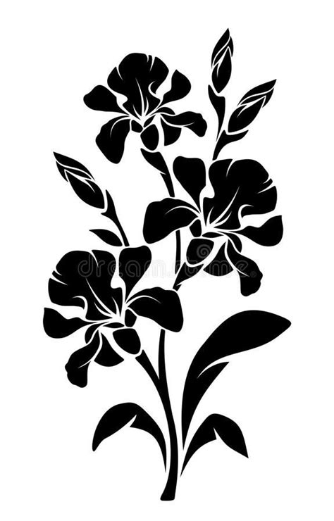 Black Silhouette Of Iris Flowers Vector Illustration Royalty Free