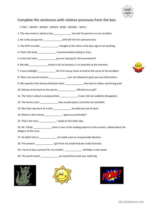 Relative Clause Who Which That English Esl Worksheets Pdf And Doc