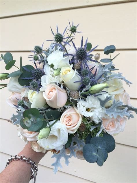 Soft Pastels Seaholly Roses Gum Dusty Miller Wedding Bouquets