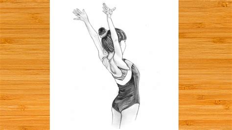How To Draw A Gymnastic Girl Pencil Sketch Easy Drawing Tutorial The