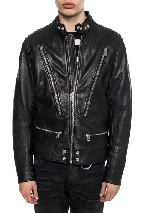 Diesel Leather Jacket With Pockets In Black For Men Lyst