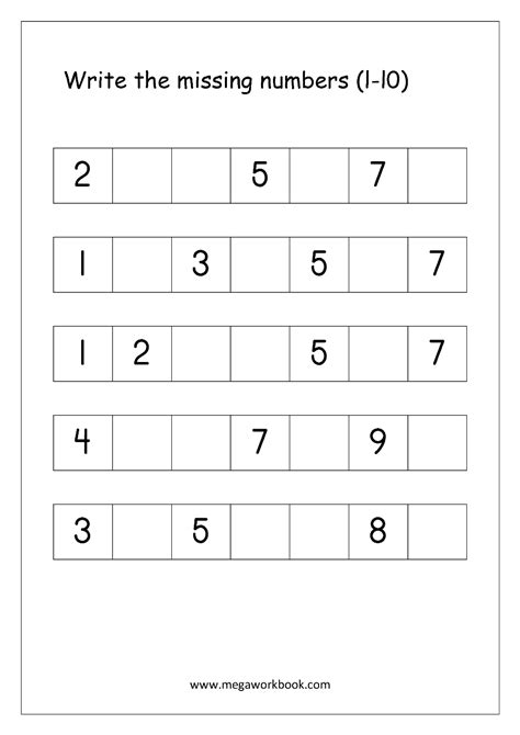 Missing Number Sequences Worksheets Year 1