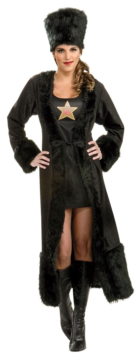 Black Russian Spy Ladies Fancy National Dress James Bond Spy Movie