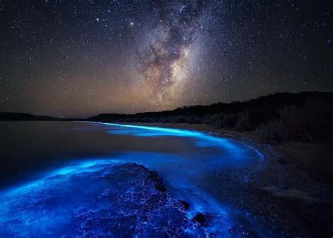 It has a spiral shape and its diameter is estimated at 100,000 light years, with a mass that exceeds two billion times the sun's mass. The Milky Way over Bioluminescent Phytoplankton in ...