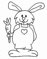 Coloring Rabbit Carrot Bunny Holding Easter Jumpsuit Bunnies Clipart Simple Printable Children Popular Library Getcolorings sketch template