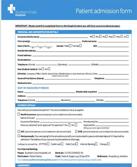 Hospital Admission Form Template