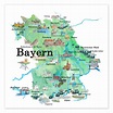 Bavaria map with sights print by M. Bleichner | Posterlounge