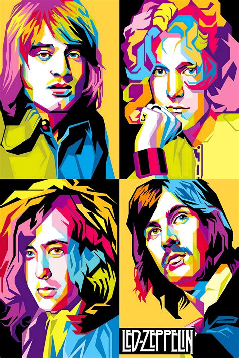 Led Zeppelin Multicolor Pop Art Rock Poster Reproduction 12x18 Etsy