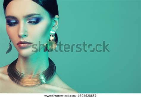 High Fashion Model Woman Colorful Bright Stock Photo 1396528859