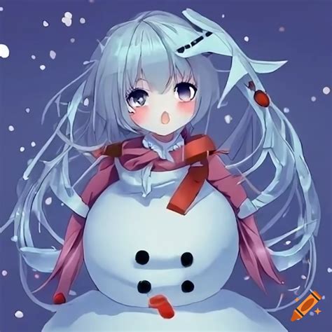 Anime Depiction Of A Cute Snowman