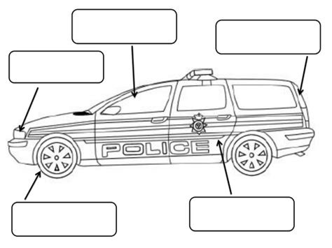 Svg diagram with labels for an electric car. Police Car To Label And Colour by claireh1039 - Teaching Resources - Tes