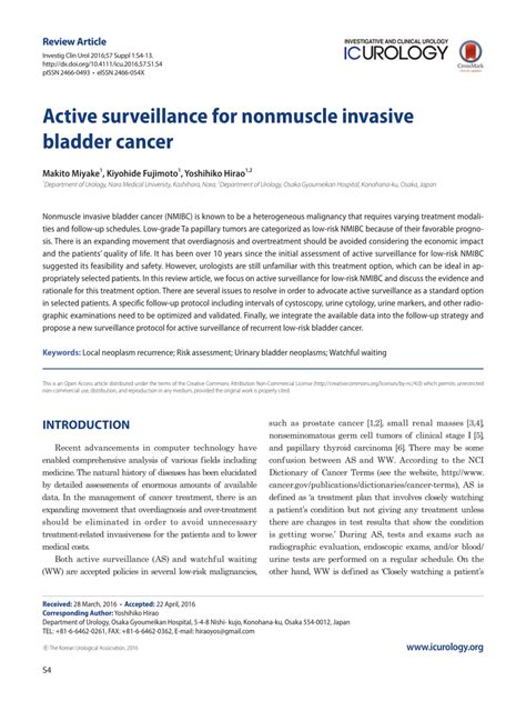 Pdf Active Surveillance For Nonmuscle Invasive Bladder Cancer