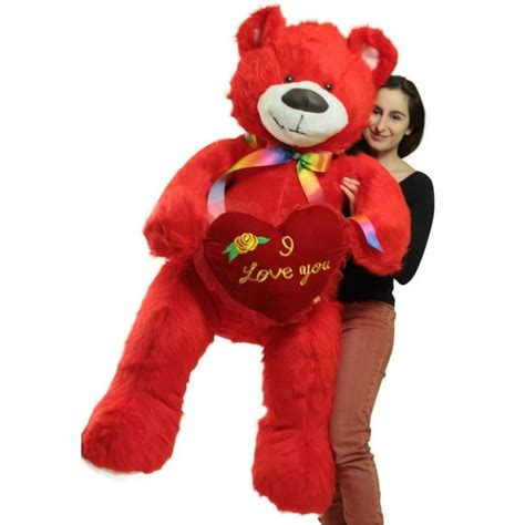 Life Size 5 Foot Red Valentines Day Teddy Bear With I Love You Heart Pillow Big Plush Soft
