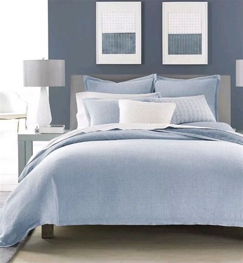 Hotel Collection Cornflower Blue 100 Linen Fullqueen Duvet Comforter