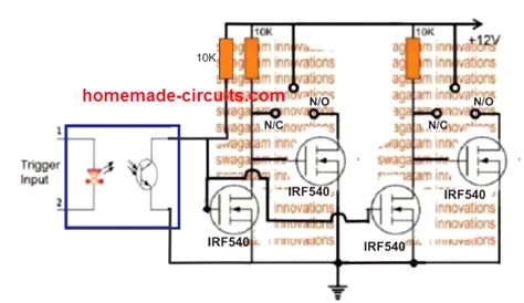 Spdt Solid State Relay Circuit Using Mosfets For Heavy Duty Loads In