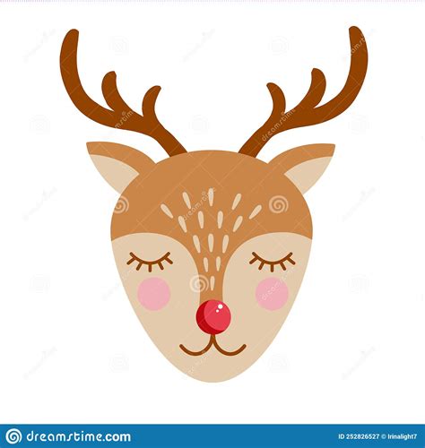 Cute Deer Portrait Cartoon Vector Illustration Of Forest Deer Face