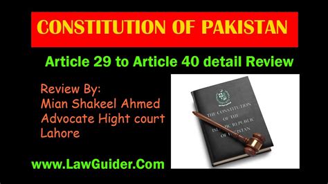 Constitution Of Pakistan Article 29 To Article 40 Review Youtube