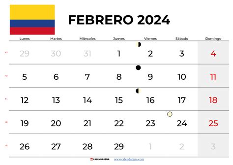 Calendario Febrero 2024 Colombia Para Imprimir
