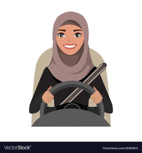 Arab Businesswoman Driving A Car Arab Woman Vector Image