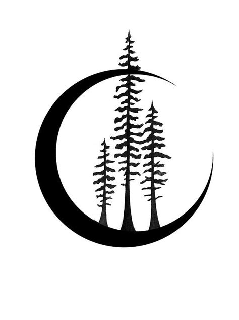 Redwoods In Crescent Moon By Tbrentmar Tree Tattoo Men Pine Tree