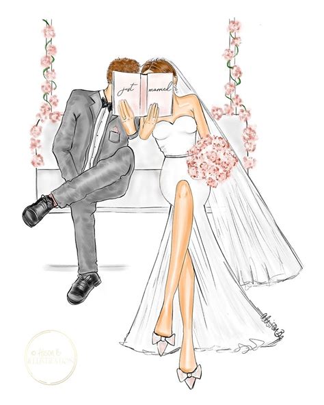 wedding couple art by Alison B illustration Свадебная иллюстрация Свадебный рисунок