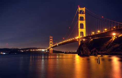 Golden Gate Bridge Photo During Nighttime Hd Wallpaper Wallpaper Flare