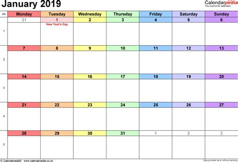Malaysia calendar 2019 printable with public holidays malaysia is provided here in pdf, word format. Calendar January 2019 UK with Excel, Word and PDF templates