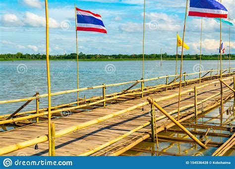 The Bamboo Bridge In Kwan Phayao Lake Stock Photo Image Of River