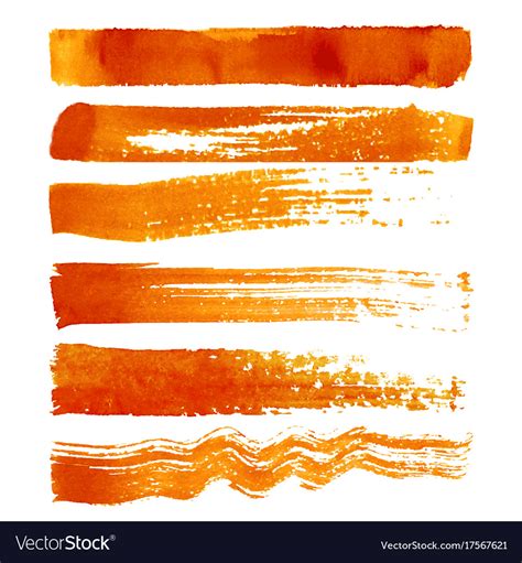 Set Of Orange Brush Strokes Royalty Free Vector Image