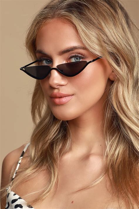 Trendy Black Sunglasses Mini Sunglasses Cateye Sunglasses Lulus