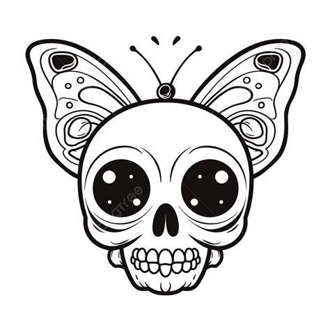Butterfly Skull Coloring Pages Outline Sketch Drawing Vector Skull