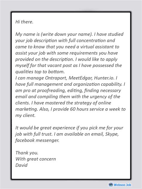 Jones, as a seasoned administrative professional, i'm writing in response to your search for a virtual administrative assistant to work with your team at corporation x. Virtual Assistant Proposal Sample Letter for Freelancer