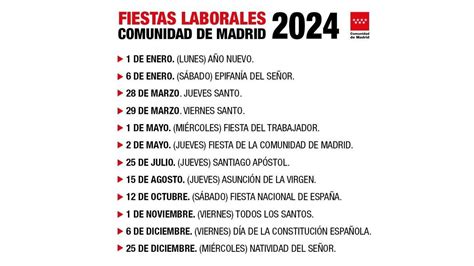 Calendario Laboral Para Madrid En 2024 Dos Festivos En Sábado Y Sin