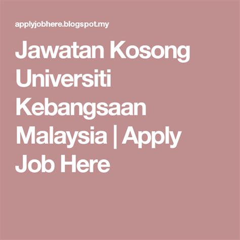 Permohonan ini terbuka kepada warganegara malaysia yang berkelayakan bagi mengisi kekosongan jawatan kosong di universiti kebangsaan malaysia (ukm). Jawatan Kosong Universiti Kebangsaan Malaysia | Apply Job ...