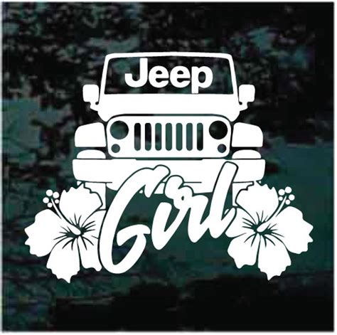 Hibiscus Flowers Jeep Girl Car Window Decals And Stickers Decal Junky