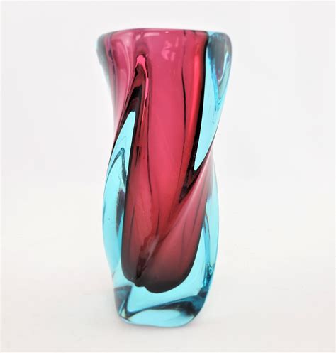 Mid Century Modern Sommerso Murano Spiral Art Glass Vase For Sale At 1stdibs