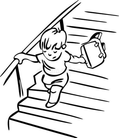 The Child Runs Up The Stairs During The Break Stock Vector