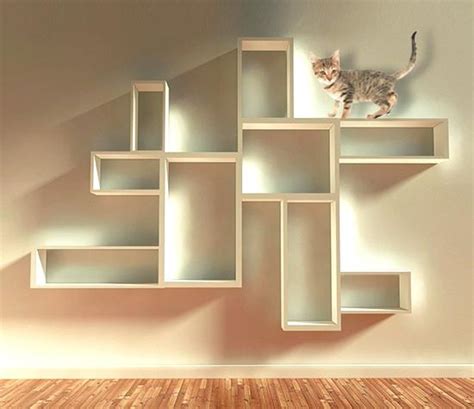 To make a superhighway on your walls for your cat to walk on, first buy the shelves and furniture you need. Wall Mounted Cat Wall Shelves Ideas
