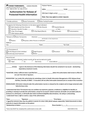 Hi Kaiser Permanente Authorization For Release Of Protected Health