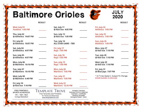 Founded in 1729, it is no surprise that baltimore has a lot of culture and history supporting it. Printable 2020 Baltimore Orioles Schedule