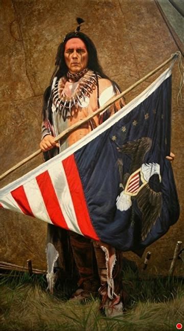 Lewis And Clarks Flag Of Peace By Ed Copley Oil ~ 43 X 24 Native