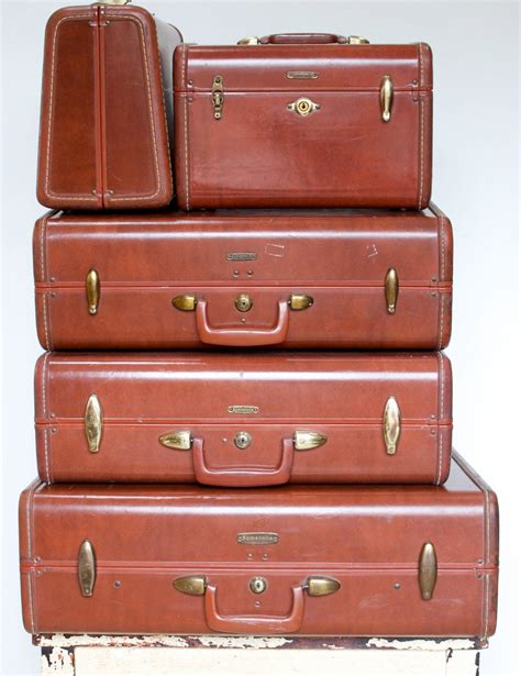 Vintage Samsonite Leather Suitcase Set Of Five Etsy