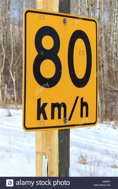 Eighty Kilometer Per Hour Recommended Sign Stock Photo Alamy