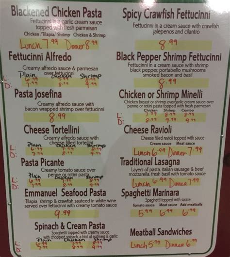 Hours may change under current circumstances The Pasta House Food Truck Menu, Conway, AR