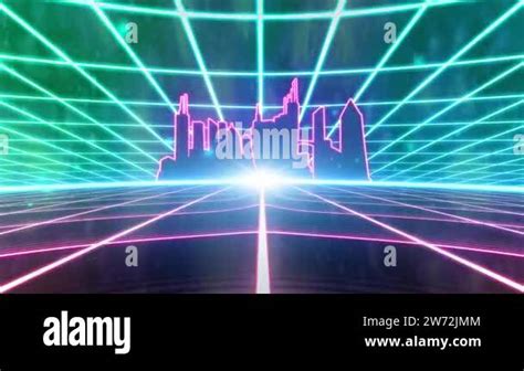 Retro 80s Vhs Tape Video Game Intro Landscape Vector Arcade Wireframe